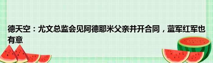 德天空：尤文总监会见阿德耶米父亲并开合同，蓝军红军也有意