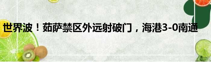 世界波！茹萨禁区外远射破门，海港3-0南通