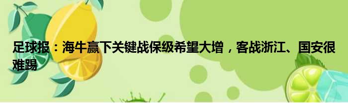 足球报：海牛赢下关键战保级希望大增，客战浙江、国安很难踢