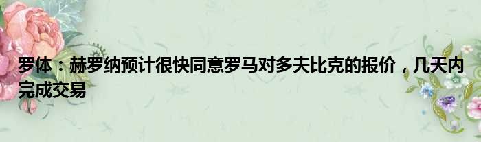 罗体：赫罗纳预计很快同意罗马对多夫比克的报价，几天内完成交易