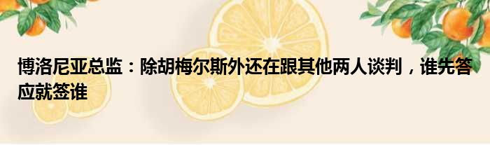 博洛尼亚总监：除胡梅尔斯外还在跟其他两人谈判，谁先答应就签谁