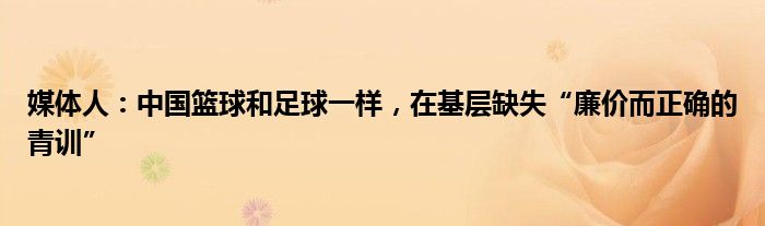 媒体人：中国篮球和足球一样，在基层缺失“廉价而正确的青训”