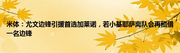 米体：尤文边锋引援首选加莱诺，若小基耶萨离队会再租借一名边锋