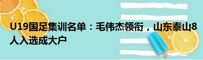 U19国足集训名单：毛伟杰领衔，山东泰山8人入选成大户