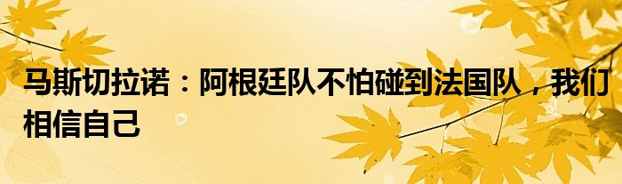 马斯切拉诺：阿根廷队不怕碰到法国队，我们相信自己