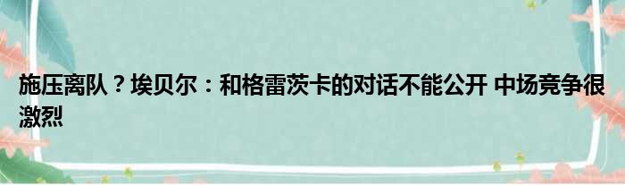 施压离队？埃贝尔：和格雷茨卡的对话不能公开 中场竞争很激烈