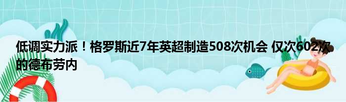 低调实力派！格罗斯近7年英超制造508次机会 仅次602次的德布劳内