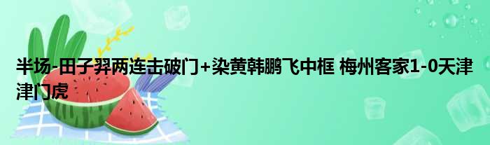 半场-田子羿两连击破门+染黄韩鹏飞中框 梅州客家1-0天津津门虎