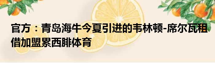 官方：青岛海牛今夏引进的韦林顿-席尔瓦租借加盟累西腓体育