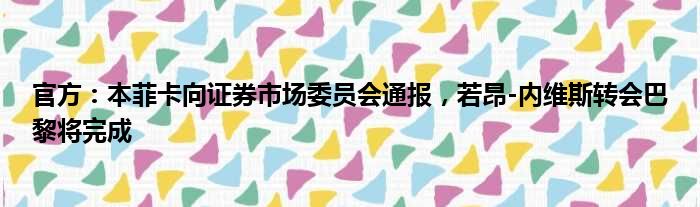 官方：本菲卡向证券市场委员会通报，若昂-内维斯转会巴黎将完成