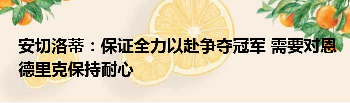 安切洛蒂：保证全力以赴争夺冠军 需要对恩德里克保持耐心