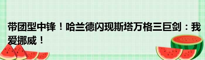 带团型中锋！哈兰德闪现斯塔万格三巨剑：我爱挪威！