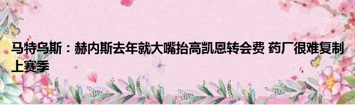 马特乌斯：赫内斯去年就大嘴抬高凯恩转会费 药厂很难复制上赛季