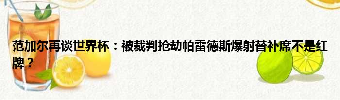 范加尔再谈世界杯：被裁判抢劫帕雷德斯爆射替补席不是红牌？