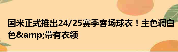 国米正式推出24/25赛季客场球衣！主色调白色&带有衣领