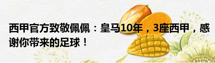 西甲官方致敬佩佩：皇马10年，3座西甲，感谢你带来的足球！