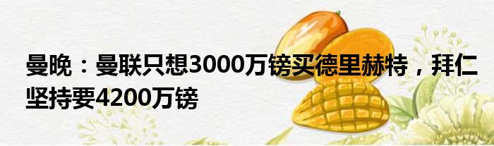 曼晚：曼联只想3000万镑买德里赫特，拜仁坚持要4200万镑