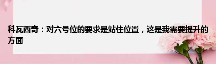 科瓦西奇：对六号位的要求是站住位置，这是我需要提升的方面