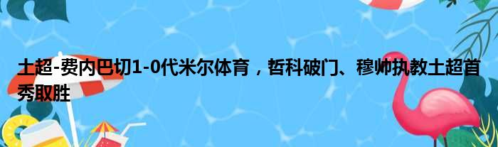 土超-费内巴切1-0代米尔体育，哲科破门、穆帅执教土超首秀取胜