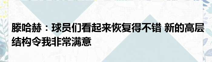 滕哈赫：球员们看起来恢复得不错 新的高层结构令我非常满意