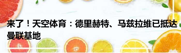 来了！天空体育：德里赫特、马兹拉维已抵达曼联基地