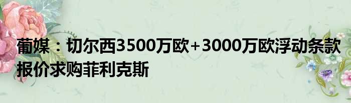 葡媒：切尔西3500万欧+3000万欧浮动条款报价求购菲利克斯