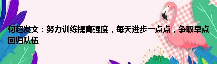 何超发文：努力训练提高强度，每天进步一点点，争取早点回归队伍