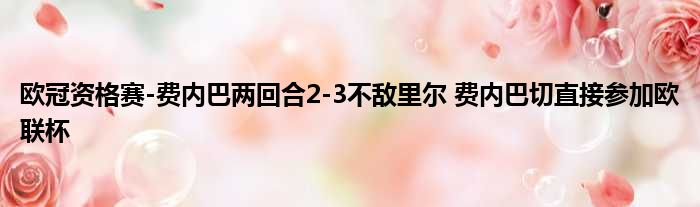 欧冠资格赛-费内巴两回合2-3不敌里尔 费内巴切直接参加欧联杯