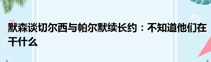 默森谈切尔西与帕尔默续长约：不知道他们在干什么