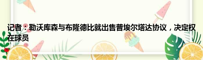 记者：勒沃库森与布隆德比就出售普埃尔塔达协议，决定权在球员