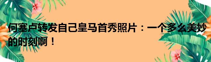 何塞卢转发自己皇马首秀照片：一个多么美妙的时刻啊！