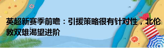 英超新赛季前瞻：引援策略很有针对性，北伦敦双雄渴望进阶