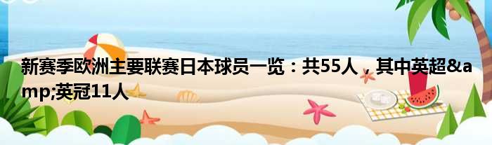 新赛季欧洲主要联赛日本球员一览：共55人，其中英超&英冠11人