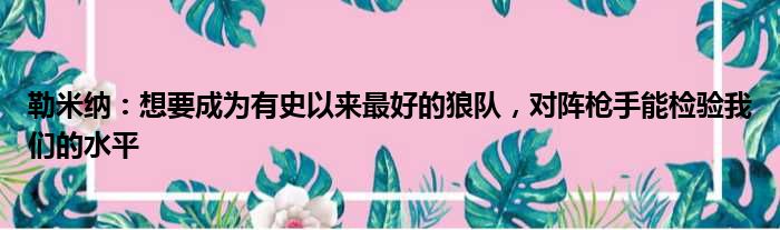 勒米纳：想要成为有史以来最好的狼队，对阵枪手能检验我们的水平