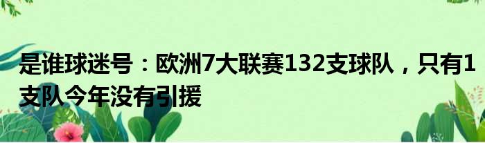 是谁球迷号：欧洲7大联赛132支球队，只有1支队今年没有引援