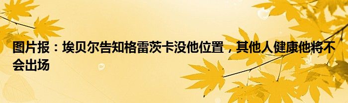 图片报：埃贝尔告知格雷茨卡没他位置，其他人健康他将不会出场