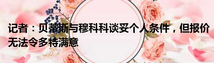 记者：贝蒂斯与穆科科谈妥个人条件，但报价无法令多特满意