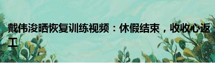 戴伟浚晒恢复训练视频：休假结束，收收心返工