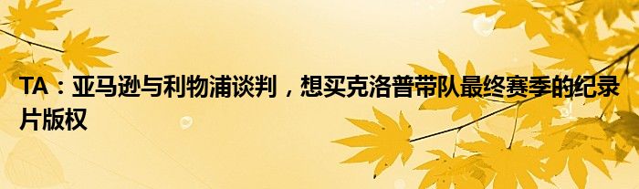 TA：亚马逊与利物浦谈判，想买克洛普带队最终赛季的纪录片版权