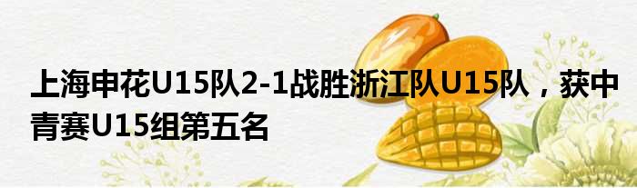 上海申花U15队2-1战胜浙江队U15队，获中青赛U15组第五名