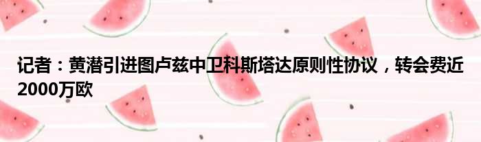 记者：黄潜引进图卢兹中卫科斯塔达原则性协议，转会费近2000万欧