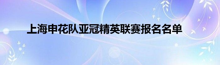 上海申花队亚冠精英联赛报名名单