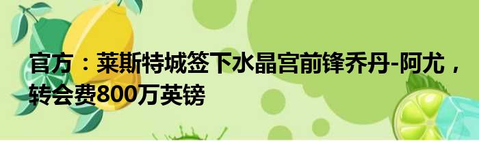 官方：莱斯特城签下水晶宫前锋乔丹-阿尤，转会费800万英镑