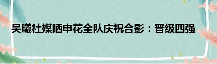 吴曦社媒晒申花全队庆祝合影：晋级四强