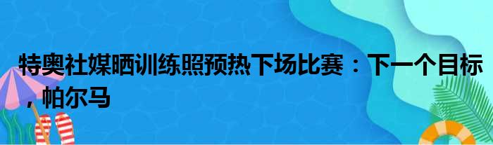 特奥社媒晒训练照预热下场比赛：下一个目标，帕尔马