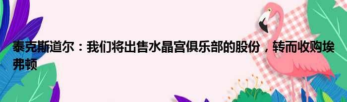 泰克斯道尔：我们将出售水晶宫俱乐部的股份，转而收购埃弗顿