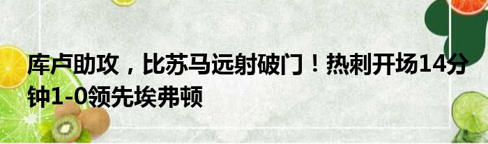 库卢助攻，比苏马远射破门！热刺开场14分钟1-0领先埃弗顿