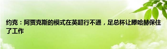 约克：阿贾克斯的模式在英超行不通，足总杯让滕哈赫保住了工作