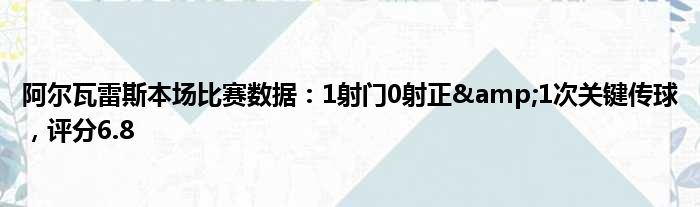 阿尔瓦雷斯本场比赛数据：1射门0射正&1次关键传球，评分6.8