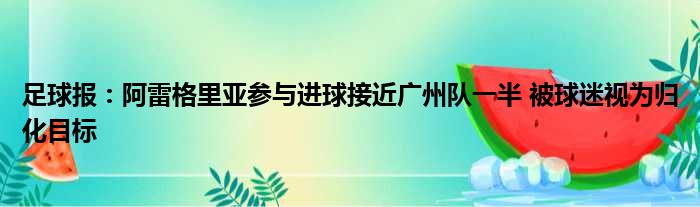 足球报：阿雷格里亚参与进球接近广州队一半 被球迷视为归化目标